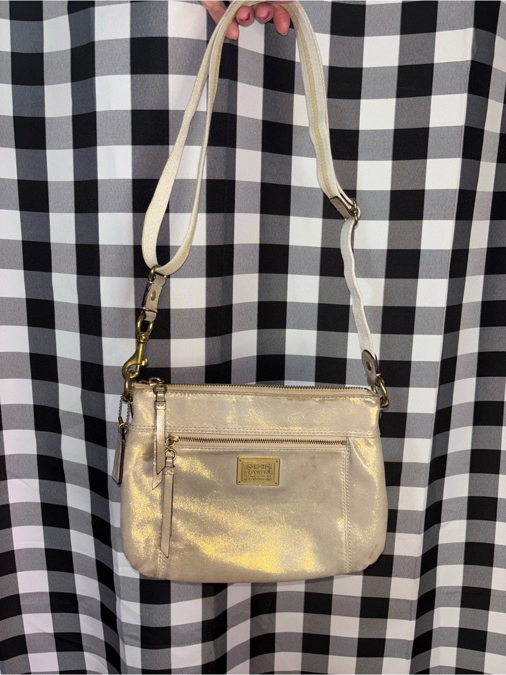 Coach Poppy Metallic Gold Leather Crossbody Bag